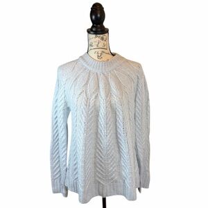 Tuckernuck Light Blue Cable Knit Wool Blend Crewneck Sweater Medium